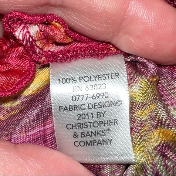 CJ Banks abstract print multicolored blouse with watercolor design size 2X - Picture 10 of 11